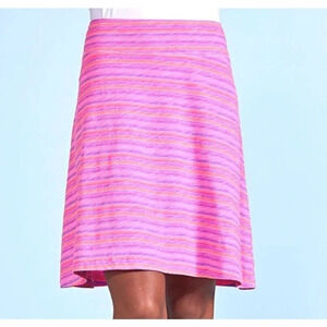 Fresh Produce Flamingo Pink Promenade Stripe Marina Midi Skirt Size Small